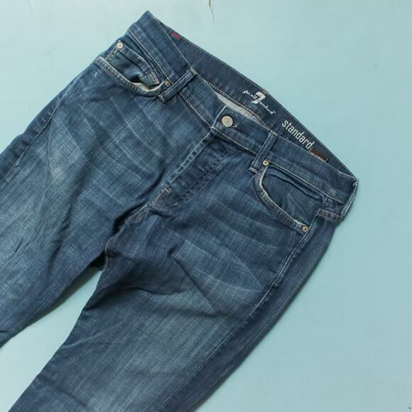 7 For All Mankind Standard Straight Leg Button Fly Mens Jeans Size 31 Waist - Picture 3 of 11
